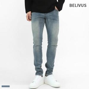 [빌리버스] 남자 청바지 슬림 일자 데님 팬츠 중청 BIP005