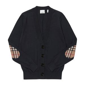 버버리 8091030 DORNOCH 도녹 체크 패치 메리노 울 여성 가디건