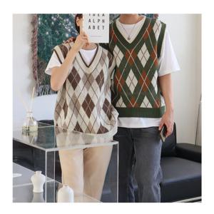 남여공용 데일리 아가일 브이넥 램스 베스트 조끼 FL2-VEA-Q033