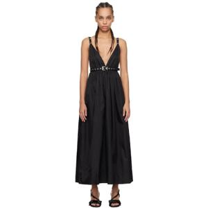 25 SS 가니 여성 블랙 나일론 뒤셰스 스트랩 맥시 드레스 251144F055007