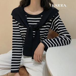 [카라]KARRA 숄가디건스트라이프니트_A4S0783