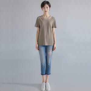 [모라도]24년 봄 여름 중년 여성 망 배색 나시 탑RNM8TP410F-CC