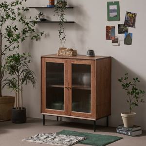 나무뜰 헤이즐 원목 모루유리 수납장 800 GM385C (착불)
