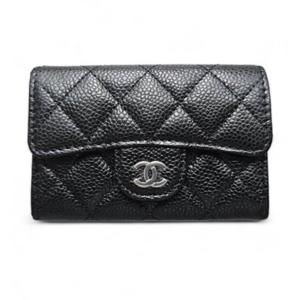 샤넬 캐비어 클래식 카드지갑 은장 블랙 AP0214 MRK