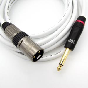 HDTOP 국산 5.5 모노 TO XLR 수 마이크 케이블 화이트 30M HT-TP817