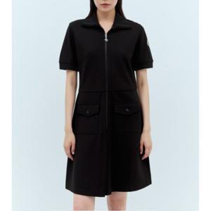 25 SS 몽클레어 로고 패치 프론트 집업 폴로 반팔 미니 드레스 블랙 8I00008 89ALE 999