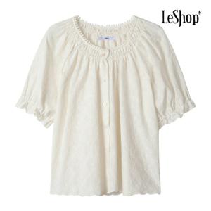 르샵  레이스 넥라인 주름 블라우스 (BP4BL059A)