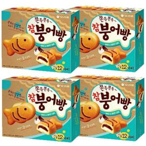 오리온제과 쫀득쫀득 참붕어빵 12마리 348g 4개