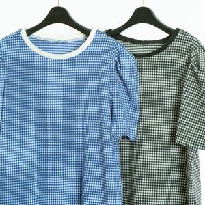 [시드마켓]배색넥 체크 반팔티 304G774S 빅사이즈 여성 504