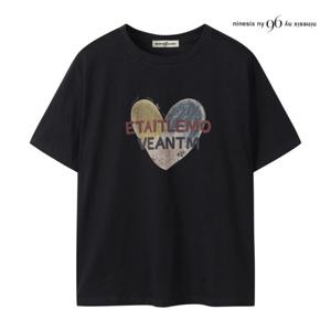 [나인식스뉴욕] 배색 하트 프린팅 티셔츠 (NP5TS018M0)