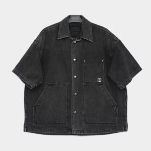 우영미 25SS 스틸로고 포켓 페이딩 데님 반팔 남성 셔츠 W251SH30873B