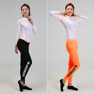 렉스 래쉬가드 화이트+워터레깅스 오렌지 상+하 세트