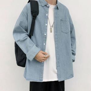 남자셔츠 남녀공용 여름 오버핏데님셔츠 청남방 긴팔셔츠 2컬러