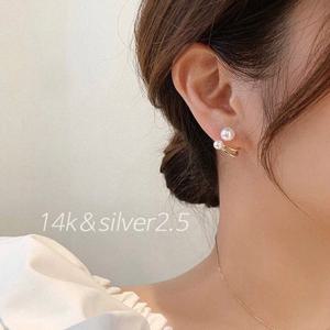 [블루밍룸] (14k) (silver92.5) 컴핏 천연담수 진주 이어링