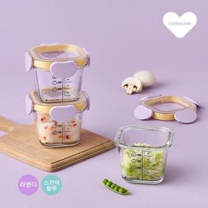 [본사]리틀럽 디어 이유식용기 정사각 밀폐캡 260ml 3P