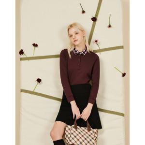 [24FW 닥스 골프 여성]퍼플 체크 카라 긴팔 티셔츠_DNTS4C901U3