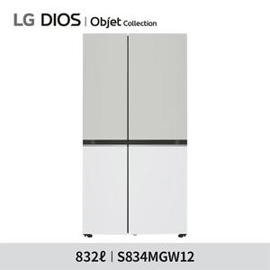 (LG 디오스)오브제 컬렉션 베이직 냉장고 S834MGW12 (그레이/화이트)
