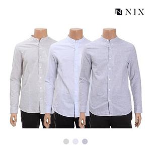 [닉스][닉스]남성 코튼린넨 잔스트라이프 헨리넥카라 셔츠_FNNECSL110P