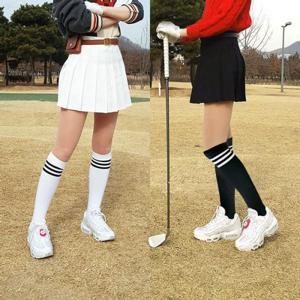 [바로골프]여성 골프 니삭스 삼선 무릎양말 종아리 반스타킹