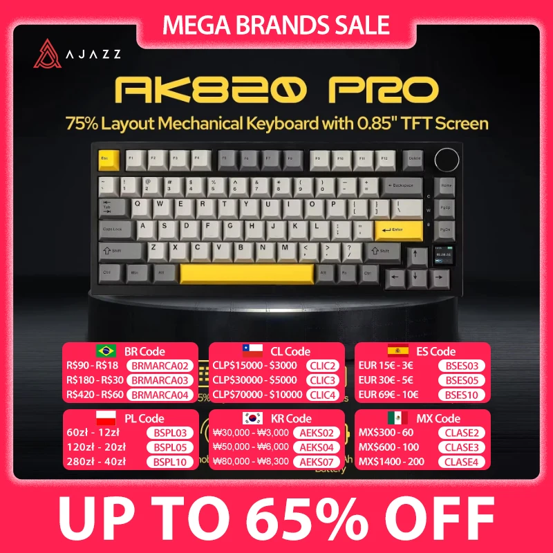 Ajazz AK820/AK820Pro 게임용 기계식 키보드 Bluetooth 5.1/무선/C 유선 맞춤형 키보드(노브 핫 스와핑 가스켓 포함)