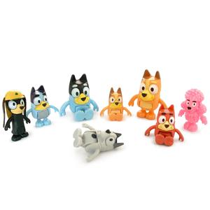 Bluey Bingo 애니메이션 피규어 장난감 8 개/대 귀여운 PVC 이동식 관절 액션 피겨 모델 인형 어린이 생일 장식 장난감 선물