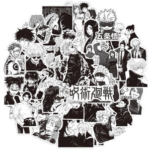 10/30/65pcs 블랙 화이트 Jujutsu Kaisen 애니메이션 스티커 DIY 컴퓨터 전화 케이스 일기 멋진 만화 비닐 장식 스티커 데칼