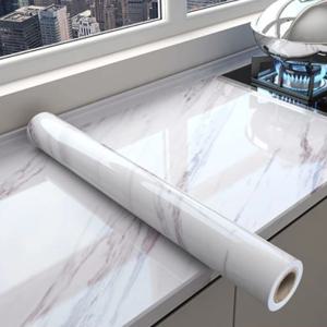 주방용 내유성 내열 자기 접착 벽지, 대리석 벽지, 가구 장식, 고급 샴페인 화이트