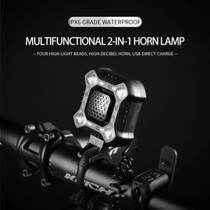자전거 라이트 전자 벨 MTB 자전거 경적 TYPE-C 충전식 사이클링 경고등 야간 안전 라이딩용 사이클링 헤드라이트