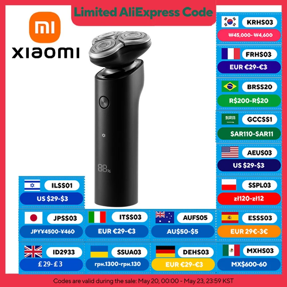 XIAOMI MIJIA S500 전기 면도기 클리퍼 남성용 트리플 블레이드 트리머 건식 습식 면도 세척 가능 수염 헤어 커팅 머신 면도기