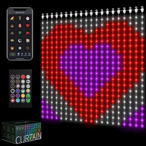 스마트 커튼 조명 400 LED 커튼 조명, 앱 및 리모컨 포함, 발렌타인 데이, 모텔, 침실용 DIY 스트링 요정 조명