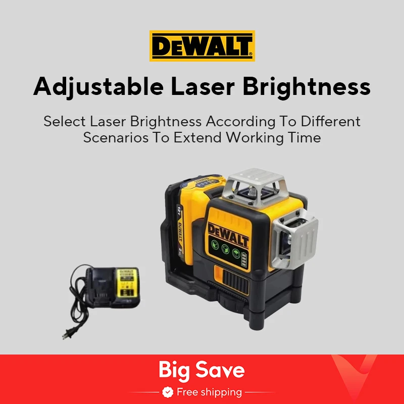 DEWALT DW089LG 레이저 레벨, 수직 수평 녹색 빔 레이저, 계량기 야외 사용, 12V 리튬 이온 배터리, 12 라인, 3x360 도