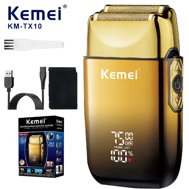 Kemei TX10 전기 면도기 머리 충전식 수염 호일 면도기 남성용 대머리 면도기 남성용 기계