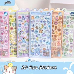 1개 만화 테마 3D 엠보싱 다이아몬드 스티커, 스크랩북 및 문구 장식용 PVC 공예 데칼 - DIY 전문가에게 적합