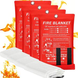 4Pcs 화재 담요 재사용 가능한 유리 섬유 화재 비상 담요 화재 대피소 안전 커버 주방 자동차 캠핑 굽고 사무실