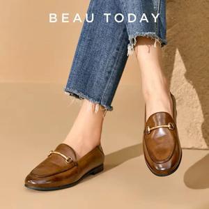 BEAUTODAY 드레스 슈즈 여성 로퍼 암소 가죽 양피 고무 공식 비즈니스 정장 숙녀 2025 봄 가을 수제 27171