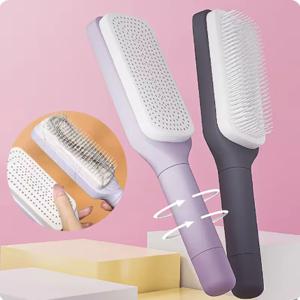 회전식 자체 청소 헤어 브러시 텔레스코픽 마사지 에어백 빗 텔레스코픽 청소 정전기 방지 미용 에어 쿠션 빗