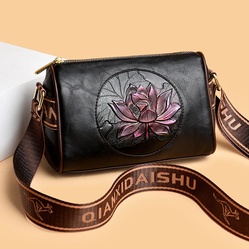 여성을위한 캐주얼 여성 핸드백 부드러운 가죽 어깨 Crossbody 가방 2024 새로운 패션 인쇄 숙녀 메신저 토트 백