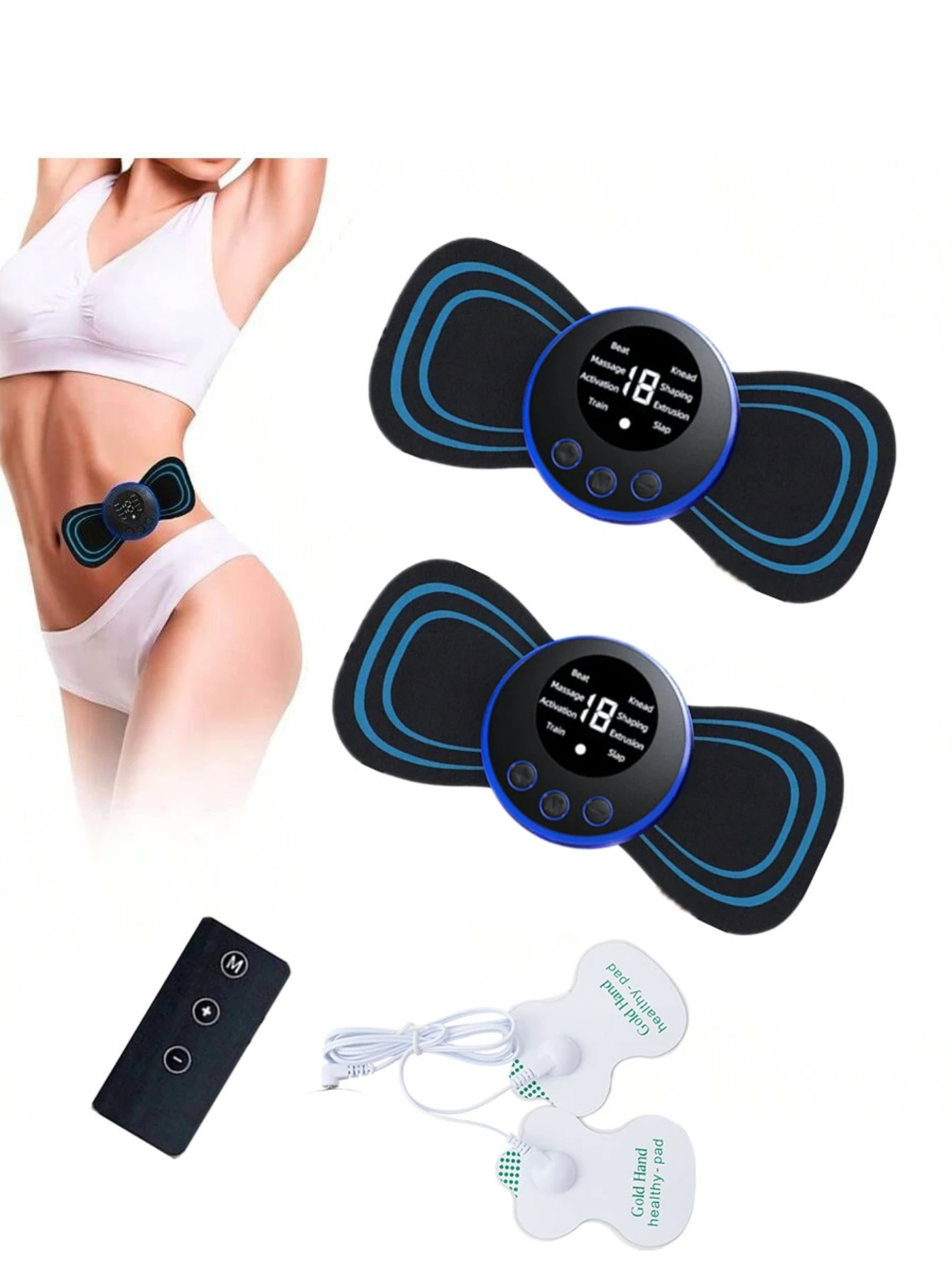 다중 모드 조정이 가능한 전신 마사지를 위한 패치가 있는 미니 경추 패치 원격 제어 및 휴대용 마사지기
