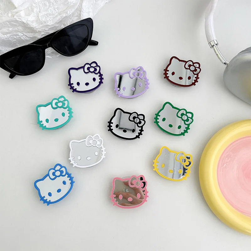 Sanrio 헬로 키티 전화 에어백 홀더 미러 컬러 개폐식 전화 스탠드 신축성 데스크탑 홀더 백 스티커 선물