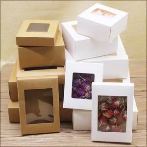 10pcs DIY 선물 패키지 창 화이트/크래프트 크리스마스 선물 상자 케이크 포장 웨딩 홈 파티 머핀 포장 상자