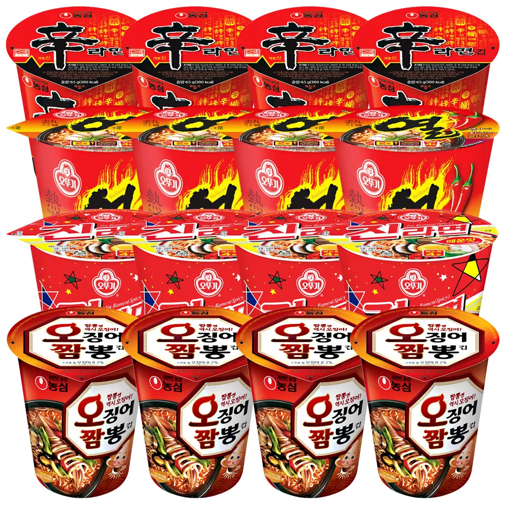 컵라면 소컵 세트(오징어짬뽕4개+신라면4개+열라면4개+진라면매운맛4개)