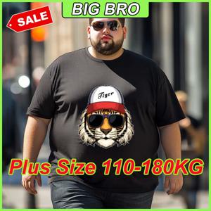 110-180kg 남성용 티셔츠 큰 사이즈 1XL-7XL 야외 반팔 티셔츠 라운드넥 남성 상의 10대 소년 오버사이즈 빅사이즈 옷