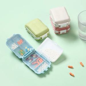 1pc 유행 밀봉 3층 소형 약 상자, 3개 섹션 및 8개 구획으로 접이식, 미니 보관 상자