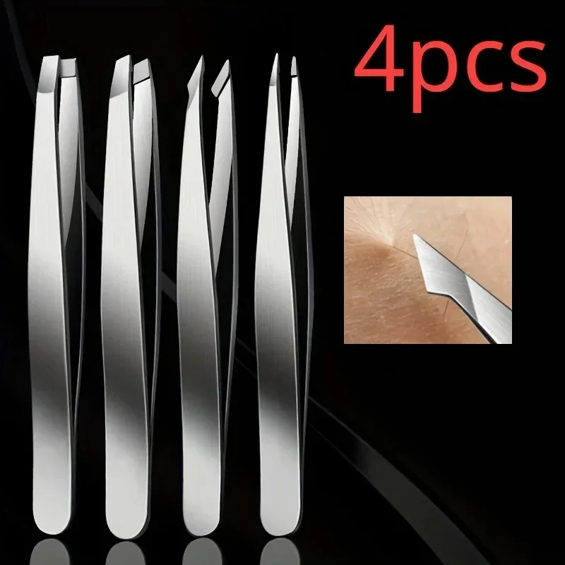 미용 도구 4pcs 전문 핀셋 세트 눈썹 제모에 적합 파편 및 자란 제모 및 여성용 기타