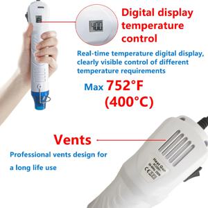 220V 250W 디지털 열풍기(LCD 온도 조절 장치 포함) - 수축 포장, PVC 수리 및 공예 엠보싱용 |   빠른 가열 산업