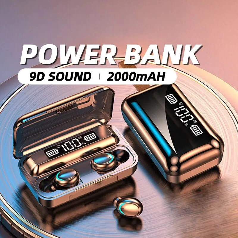 F9 TWS 무선 이어 버드 블루투스 이어폰 HIFI 음악 스테레오 헤드폰, iPhone 용 마이크 터치 컨트롤 헤드셋 Xiaomo Samsung
