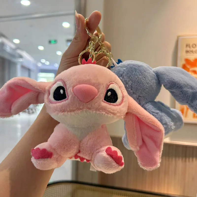 정품 디즈니 스티치 Lotso 플러시 장난감 키 체인 펜던트 액세서리 귀여운 만화 인형 인형 열쇠 고리 장난감 열쇠 고리 선물