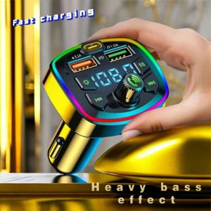 차량용 충전기 FM 트랜스미터 블루투스 5.0 핸즈프리 고속 충전 트루 3.1A 듀얼 USB 포트 PD MP3 음악 TF 카드 U 디스크 AUX 플레이어