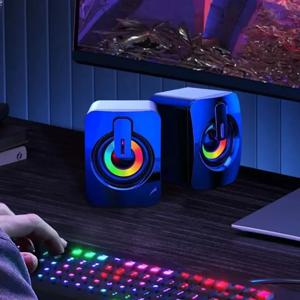 컴퓨터 스피커 스테레오 사운드 (마이크 포함) 3.5mm AUX 홈 오피스 PC 스피커 (Macbook 데스크탑 노트북 컴퓨터 스피커 용)