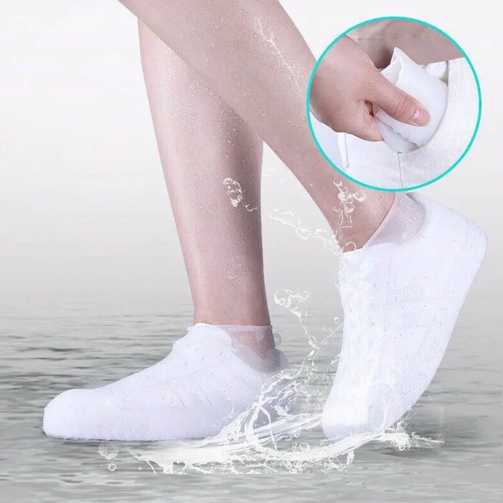 야외용 고무 장화 오버슈즈 1쌍, 실리콘 방수 신발 커버, 비오는 날 신발 커버, 재사용 가능한 미끄럼 방지 비